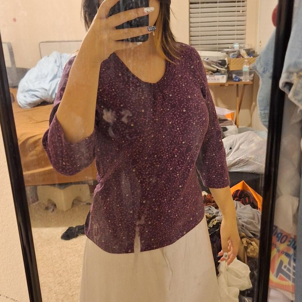 Croft-barrow Women's Purple and Burgundy Shirt